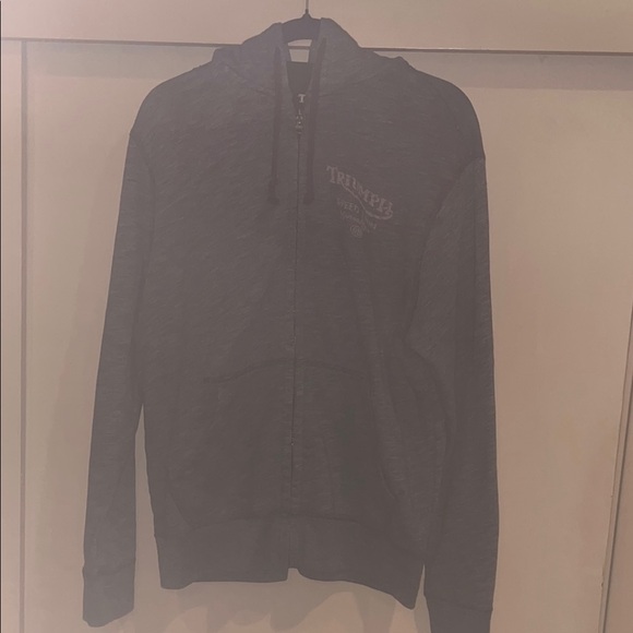Triumph Gray Hoodie with large design on back, zip up size large - Picture 2 of 10